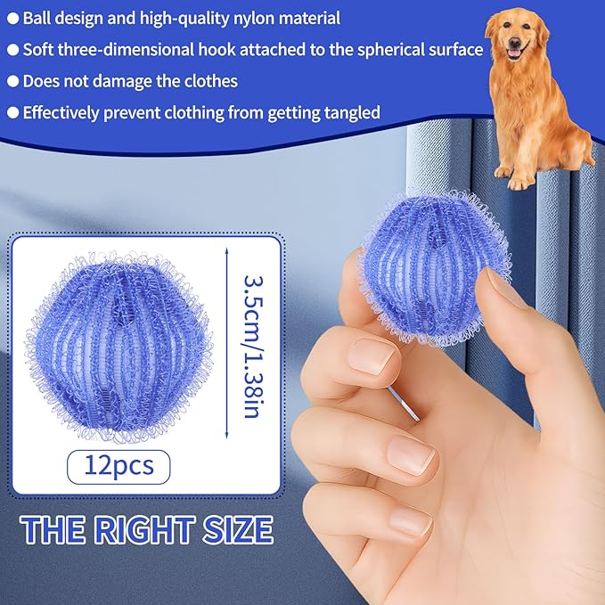 Pet Hair Remover for Laundry(24 PCS) - Washing Machine Hair Collector & Pet Hair Removal Tool, Cat Dog Hair Collector for Washer, Reusable Lint Trap for Front Load & Top Load Washers (Blue) (24)