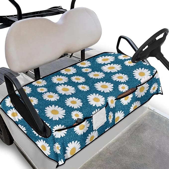 Biyejit Golf Cart Seat Covers with 4 Pockets Golf Cart Seat Towel Blanket Fits 2-Seat Golf Carts, Golf Cart Accessories