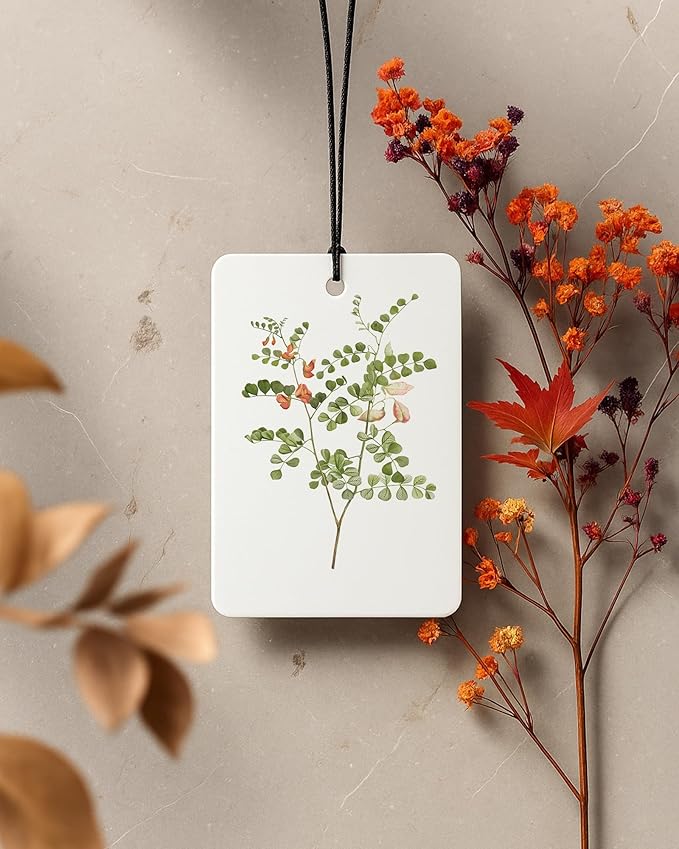 Rustic Green Botanical Car Air Freshener 4 Pcs Coconut Scented, Floral Car Accessories Mirror Decor for Women, Cottagecore Flower Aesthetic Hanging Air Freshener for Cars Closet Drawer Books