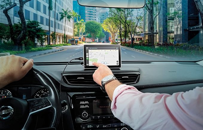 Car and Driver INTELLIDASH with Apple Carplay and Android Auto, 7'' IPS Touchscreen Multimedia Player with Bluetooth, Mirror Link, SiriusXM, Google, Siri Assistant Dash or Windshield Mounted