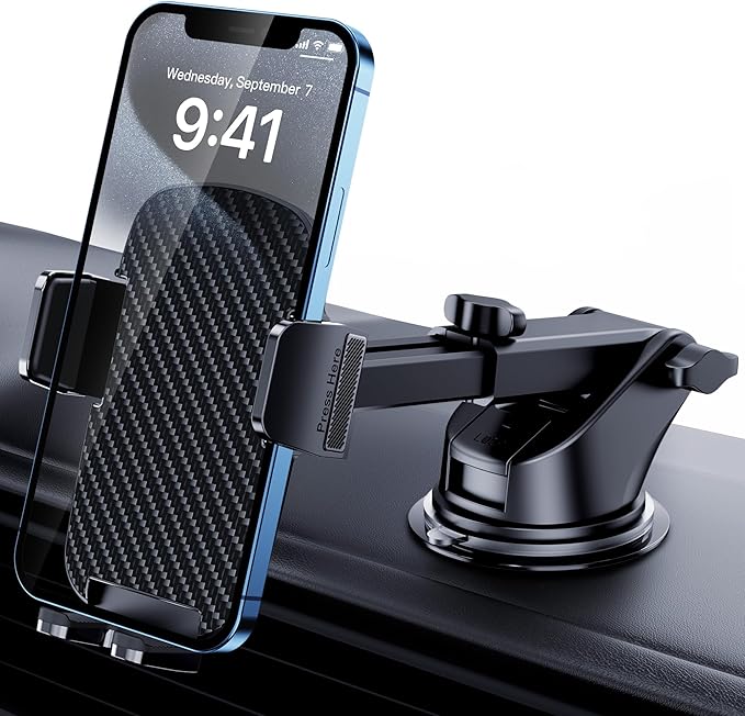 GUWEZ Phone Holders for Your Car Phone Stand for Car Phones Mount [Super Stable] Automobile Dashboard Windshield Cell Mount for iPhone Smartphone Universal