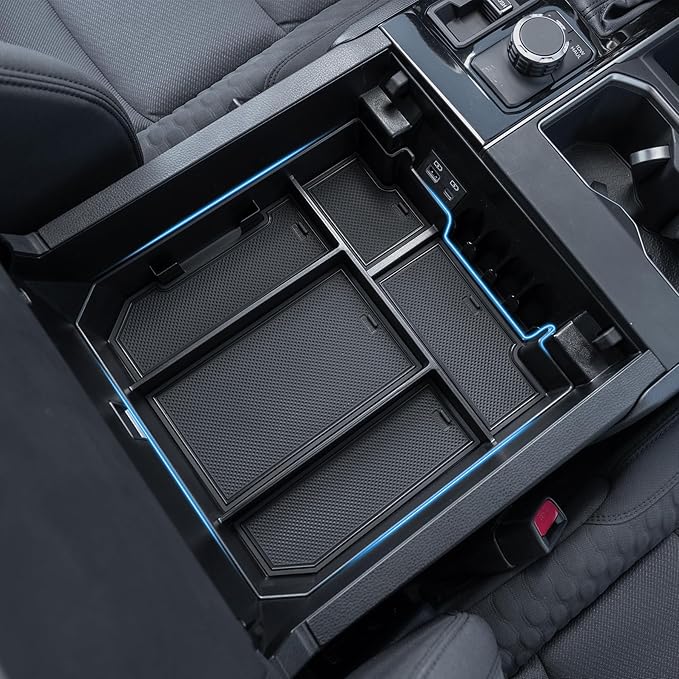 TOPINSTALL 5 Compartments Console Organizer Compatible with 2022-2026 Toyota Tundra/Sequoia 2023-2026, Plastic Armrest Storage Box Full Size Tray (Not for the Console with Safe)