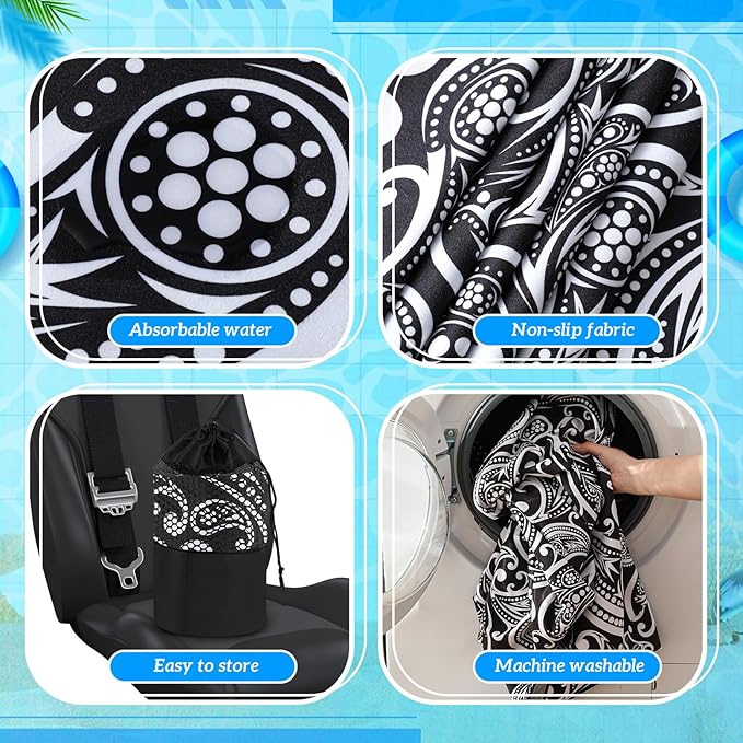 2 Pack Car Seat Towel Covers with Storage Bag 63 x 32 Inch Athletic Running Towel Seat Sweat Washable Non Slip Cover Gift for Car Outdoor Sport Activities (Paisley)