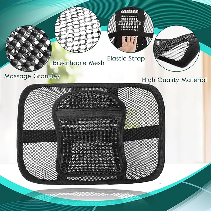 Samyoung 2 Pack Mesh Back Lumbar Support, Back Support Seat Cushion with Breathable Mesh for Office Chairs Car 12” x 16”