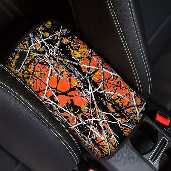 Auto Center Console Cover Pad Car Armrest Seat Box Cover Cushion Universal for Most Vehicle SUV Truck Car Accessories Decor,Red Tree Camo