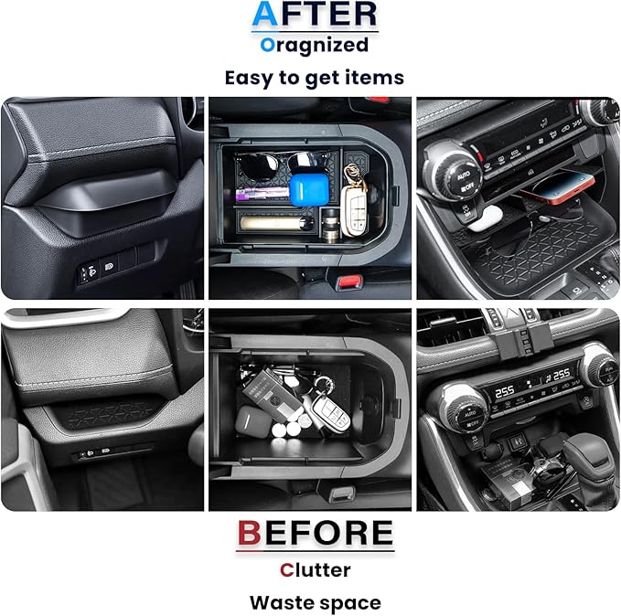 3PCS Center Console Organizer Compatible with 2019-2024 2025 Toyota RAV4 Driver's Drawer Box Storage Tray Insert Secondary Storage Box Interior Accessories
