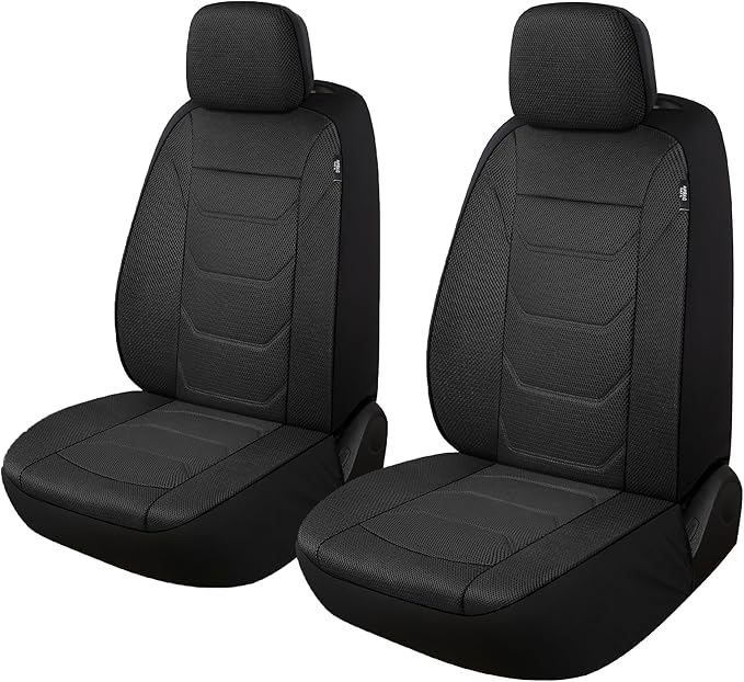 3D Air Mesh Car Seat Covers Front Sets Washable and Breathable Premium Cloth Automotive Vehicle Seat Covers for Cars Interior, Universal Fit for Most Cars, Sedan, Truck, SUV(Black)