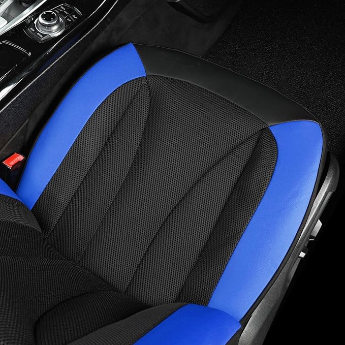 GIANT PANDA Fit Outback Forester Crosstrek Legacy Impreza Front Car Seat Cover, 3D Air Mesh Breathable Seat Protector（Black+Blue 2-Pack