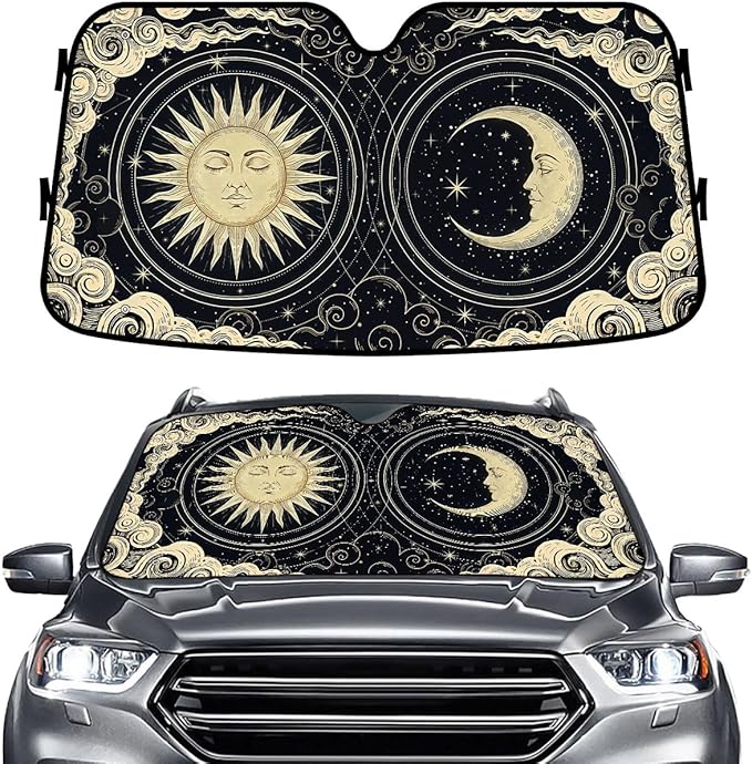 GENANY Celestial Windshield Sun Shade for Car SUV Truck (55x30 Inches), Front Window Visor for Windows, Protector Blocks UV