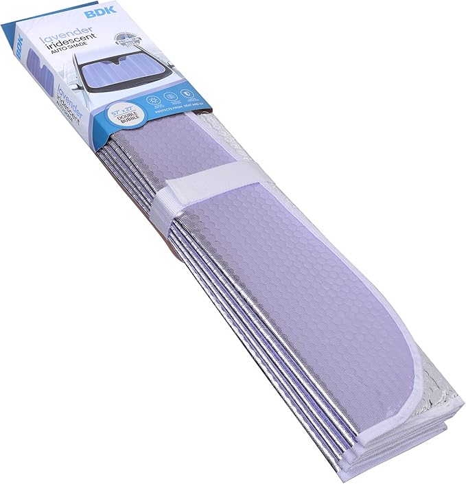 BDK Lavender Shine Car Windshield Sun Shade Accordion Folding Sunshade for Windshield Blocks UV Rays Sun Visor for Car Front Window Protector - Easy Setup Keeps Your Vehicle Cool - 58 x 27 inches