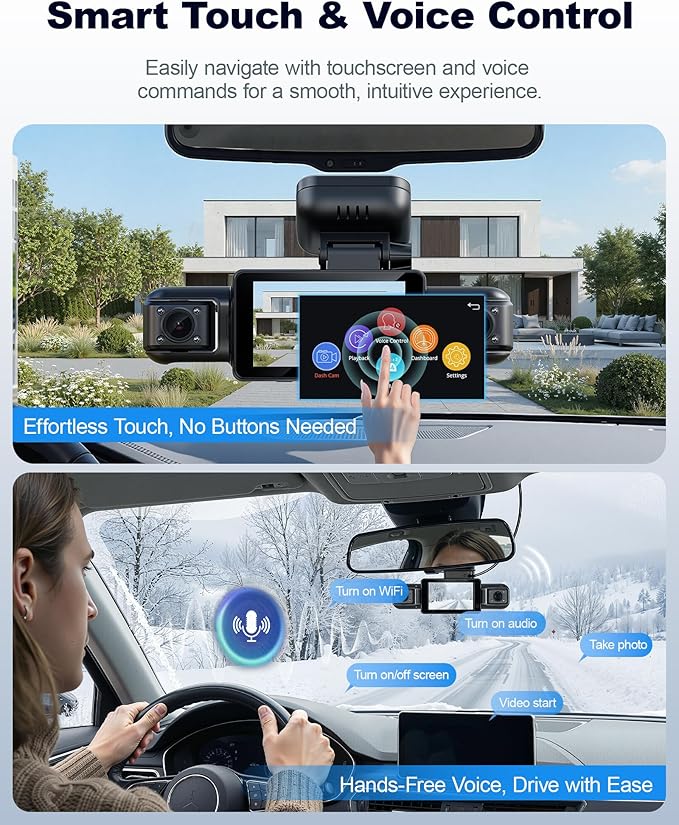 N300Pro 4K 4 Channel Dash Cam Front and Rear, STARVIS 2 Sensor, 3" Touch Screen, 5.8GHz WiFi GPS, 360° Car Dash Camera, AI Driver Monitor System, Free 64GB Card, WDR Night Vision HDR, 24H Parking Mode