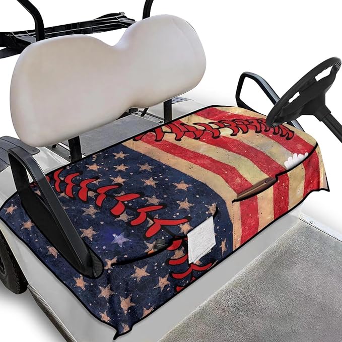 Biyejit Golf Cart Seat Covers with 4 Pockets Golf Cart Seat Towel Blanket Fits 2-Seat Golf Carts, Golf Cart Accessories