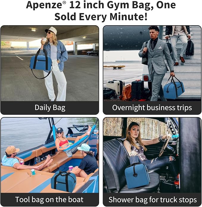 Small Gym Bag Carry On Bag - 12 in Mini Duffle Bag Lightweight for Overnight Travel - Blue