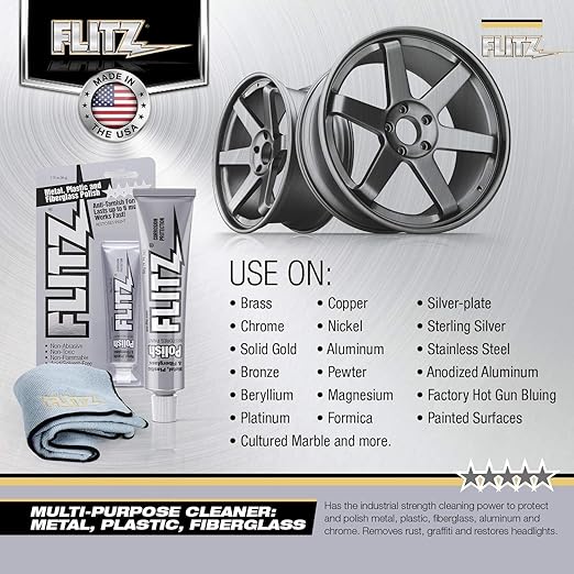 Flitz Metal Polish Paste - 1.76oz USA-Made Polish for Solid Chrome, Stainless Steel, & Aluminum - Non-Abrasive for Light Oxidation - Requires Manual Buffing - Not for Plated/Coated Surfaces (80 Pack)