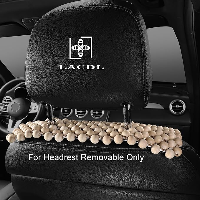 LACDL Beaded Car Seat Covers for Cars, Cooling Bead Seat Cover for Trucks & SUVs(headrest Removable only) - Auto Ventilated Seat Cooler Pad, Natural Wood Breathable Beads Sweat Protector, Burlywood