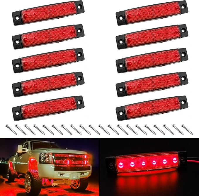 10Pcs LED Rock Lights Underglow Wheel Fender, Multi-Color Wheel Well Lights Waterproof Under Glow Kit for Car Truck SUV Golf Cart Wrangler ATV UTV Offroad - Fender Lighting (Red)