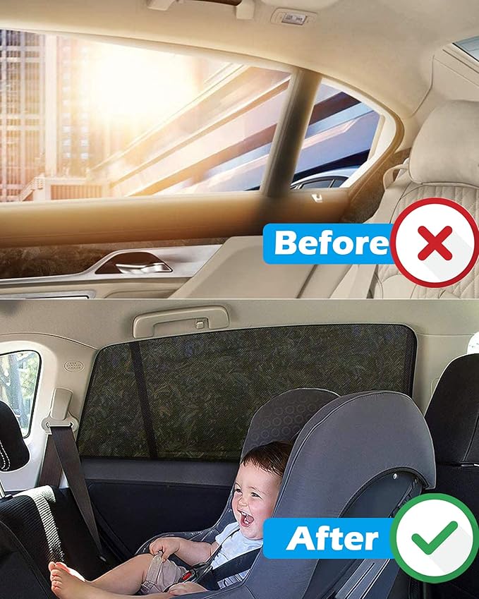 Tevlaphee Car Sunshade Kids, Universal Sun Visor Car Net Sunscreen Baby with Certified UV for Side Window Mesh Material Protects Passenger Baby, Children & Pets(L) (XL)