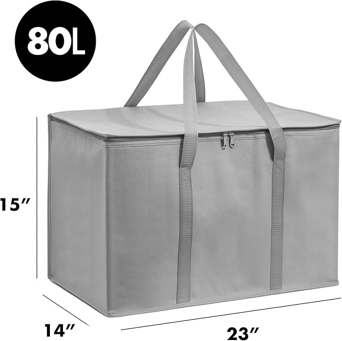 Carrywell (Not Made In China) Insulated Food Delivery Bags, XXXL Pizza Delivery and Reusable Warming Bag For Catering, Thermal Insulation Tote for Hot and Cold Food, Doordash