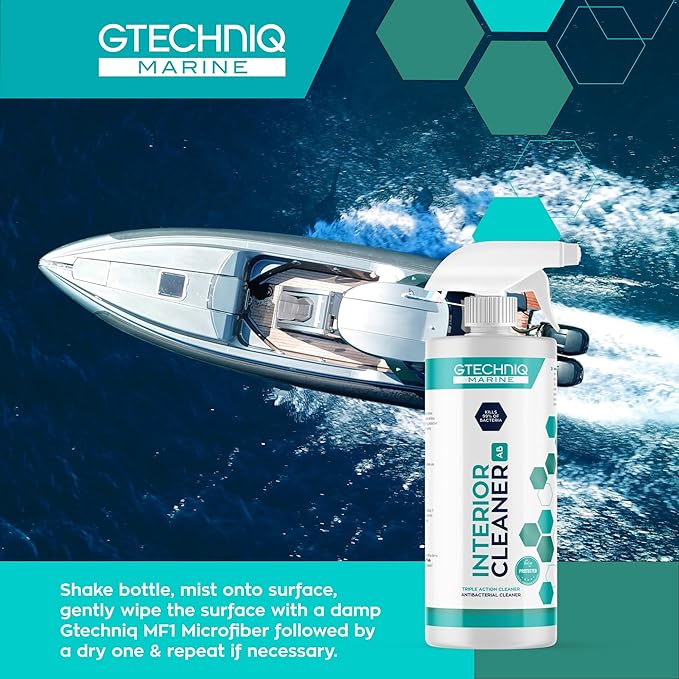Gtechniq Marine Interior Cleaner for Boats, 17 fl oz | Effectively Removes and Repels Dirt and Grease, Traps and Absorbs Odors, Use on Any Hard or Soft Surface Including Leather, Alcantara and More