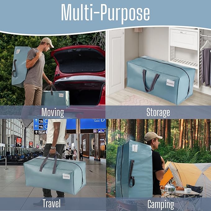 VENO 2 Pack Heavy Duty Moving Bags with Backpack Straps, Zippers & Handles, Extra Large Packing Bags for College Dorm Essentials, Moving Supplies Alternative to Cardboard Moving Boxes