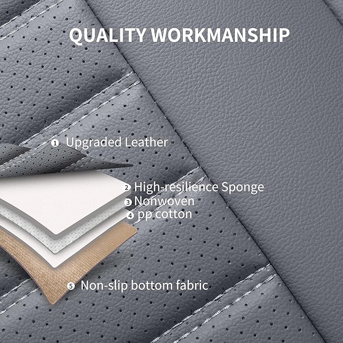 Car Seat Covers, Waterproof Horizontal Stripes Automotive Seat Covers, Universal Anti-Slip Car Seat Protectors for Most Cars Sedans SUV Pick-up Truck (2 PCS Front Seat, Grey)