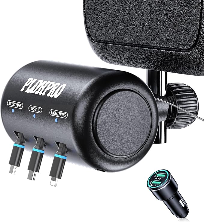 Uber Accessories for Car 3 in 1 Backseat Car Charging Station Box, with QC 3.0 Adapter 36W Retractable Multi Devices Car Charger Fast Charge for All Phones | iPhone15/14 | Samsung|Uber Taxi Lyft Turo