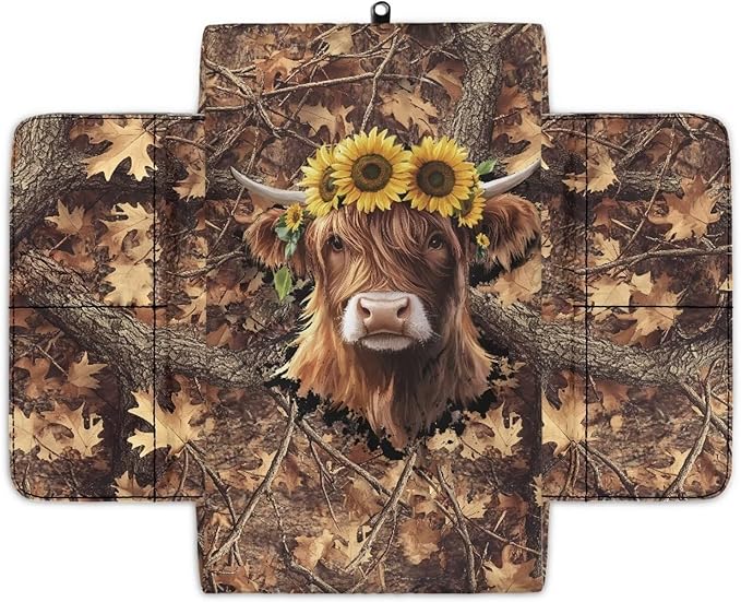 Tupalatus Highland Cow Car Armrest Cover with Pockets Universal Center Console Pad Anti-Slip Sunflower Armrest Cushion Cover Pad Easy Installation Universal Fit Most Cars,SUV,Truck,Van