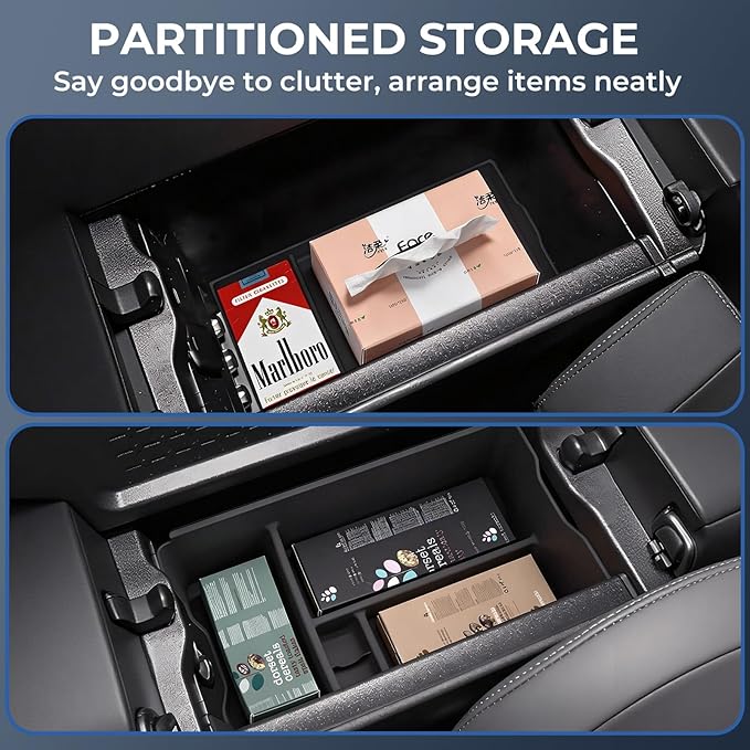 Center Console Organizer Storage Box & Armrest Bottom Mat for Toyota RAV4 2026, Interior Accessories Armrest Insert Tray Storage Box for 2026 RAV 4, Black