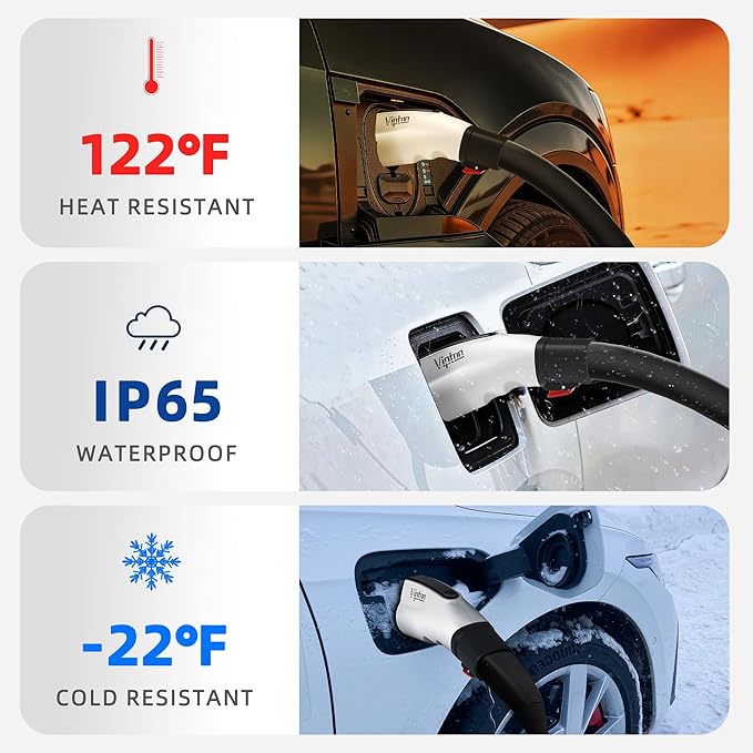 VIPTOO Tesla to J1772 Adapter 60A 250V AC — NACS EV Charging Connector for Tesla Wall/Destination/Mobile Charger, Fast & Safe Charging (White)