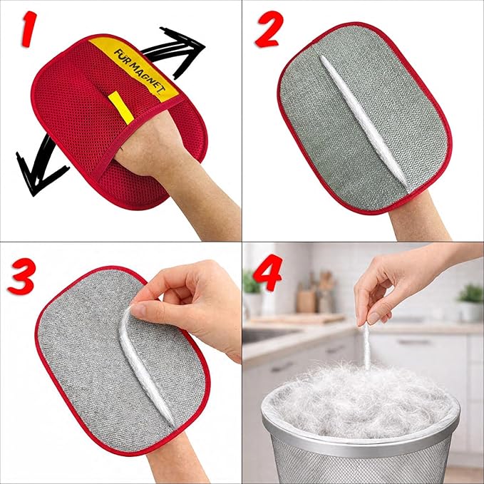 Pet Hair Removal Glove for Dogs and Cats, Electrostatic Magic Brush Tool for Furniture, Couch, Carpet, Car, Clothing, Reusable, Washable Lint Remover - 2 Pack