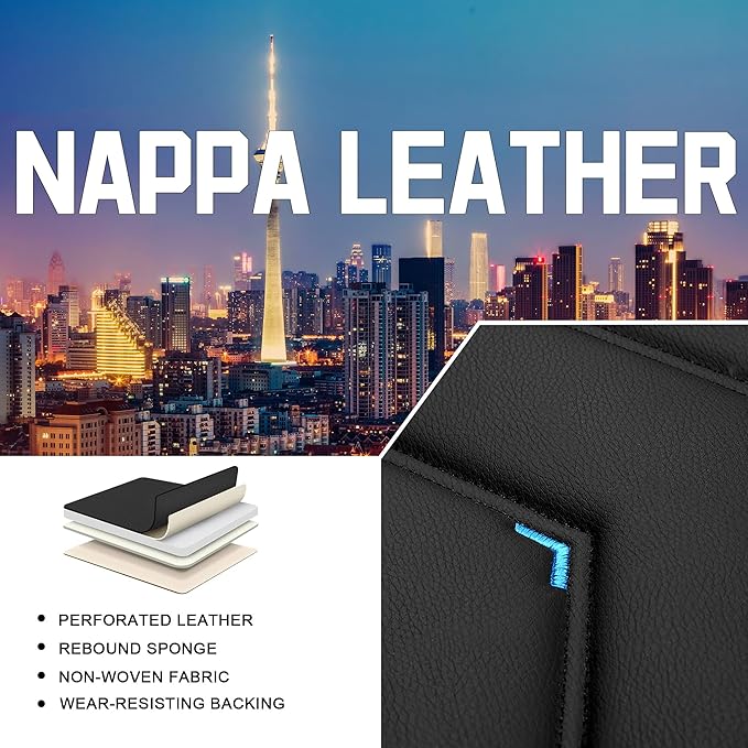 CTDS Car Seat Covers for Honda Civic 2000-2026, Stylish Sport Seat Cover, Premium Nappa Leather Car Seat Cover. Automobile Seat Covers Sets.(Standard 5 Seats/Black Blue)