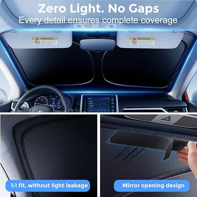 [Upgrade] DooGooCoo Windshield Sun Shade - Small, Sunshade for Car Windshield [Heat Shield & UV Block] Car Sun Shade Protect Interior & Keep Car Cooler Foldable Front Windshield Shade (57x29 Inches)