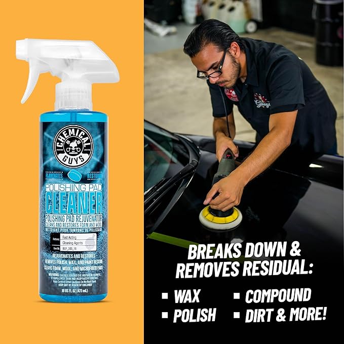 Chemical Guys 5.5" Buffing Pad Sampler Kit - 4 Piece Detailing Set with 3 Professional Foam Car Polishing Pads & 16 oz Polishing Cleaner, for Dual Action and Rotary Polishers Using 5" Backing Plates