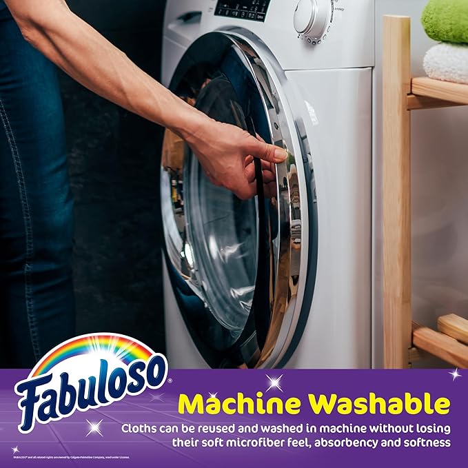 Fabuloso Microfiber Cleaning Cloths for Home & Car, Lint-Free Scratch-Free Rags for Glass, Kitchen & Wood, Reusable Machine Washable, Absorbent for Dusting & Wiping, Rainbow, 13 x 13 in, 12 Count