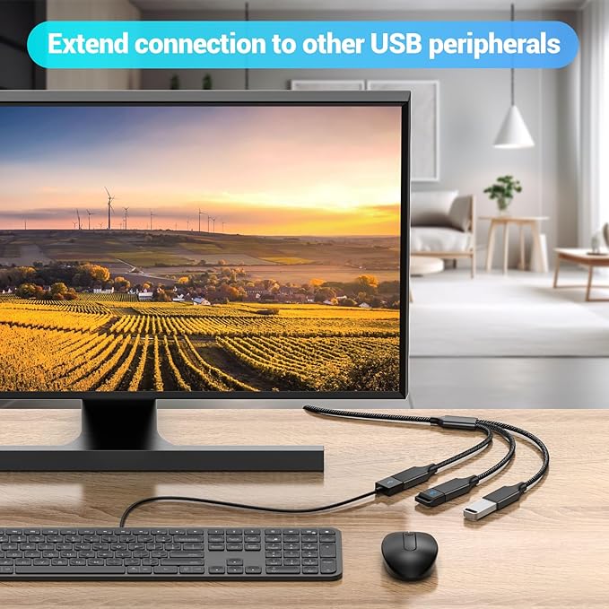 MOGOOD USB Splitter Cable, 1 in 3 Out USB Extension Cord(3FT), Type A 2.0 Multiport Adapter, Type A Male to 3 Female Compatible with Plant Light, Hard Drive, MacBook, Laptop ect