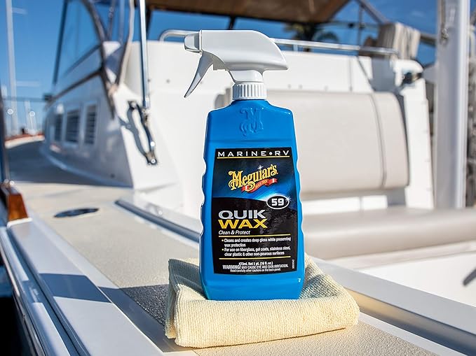 Meguiar's M5916 Marine and RV Quik Wax Clean and Protect, Removes Water Spots and Light Contaminants, Provides a Brilliant Gloss and Carnauba Wax Protection, 16 Oz
