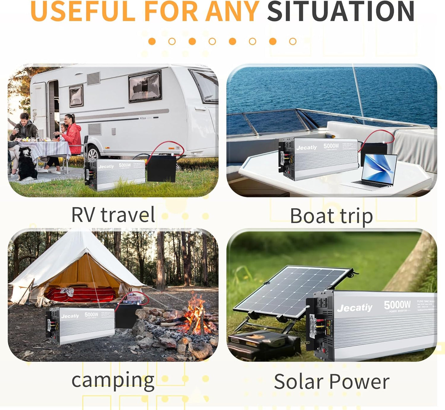 5000 Watt Pure Sine Wave Power Inverter DC 24V to 110V/120V AC Converter with 2 AC,5V 2.4A USB Charging Ports, Car Solar Power Inverters with LCD Display for Home RV Truck