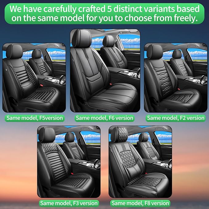 Fit Forester Car Seat Covers for Subaru Forester 2007-2024 2025 2026 -Upgraded Premium Waterproof & Breathable Leather, Airbag Compatible, All-Weather Seat Cushion Protector,2 Front/Black