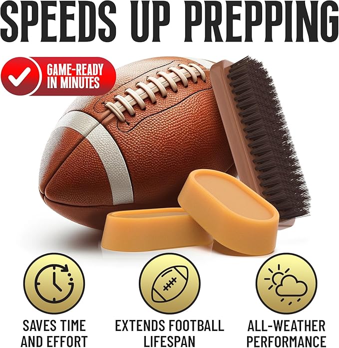FORTIVO 3 in 1 Football Prep Kit - for Secure Grip and Improved Tack, Leather Football Wax and Accessories for Professional and Youth Players - with 2 Wax Bars & 1 Brush