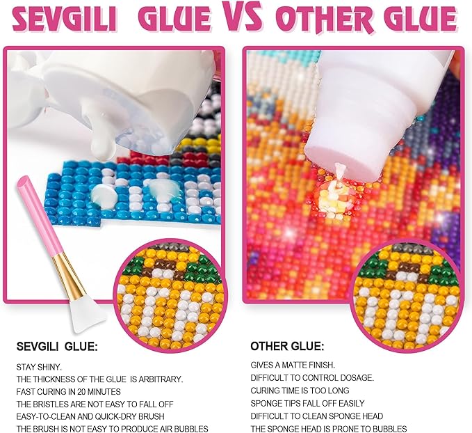 sevgili Diamond Painting Sealer Kits 566.8ML with Brushes, Diamond Art Sealer Puzzle Glue Diamond Painting Accessories and Tools,Diamond Painting Kits for Adults (20oz)