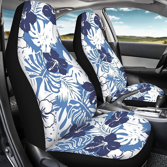 Car Seat Covers 2 Pcs Soft Comfortable Auto Front High Back Seat Protector Covers Automobile Interior Decor Accessories, Universal(Classic Tropical Flowers 59)