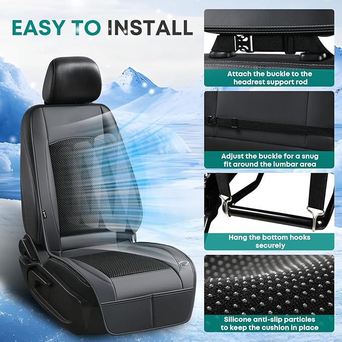 FLORICH Cooling Car Seat Cover, 12V/24V Car Seat Cooling Pad, Ventilated Seat Cushion with 2 Powerful Turbo Fans, 3-Speed Adjustable Cooling Car Seat Covers for Summer Driving Universal Fit for Car