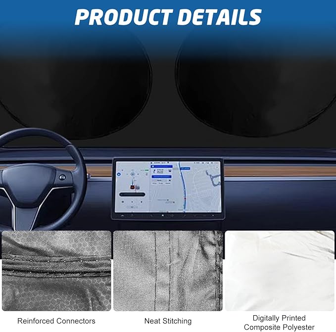 Car Windshield Sun Shade, Reflective Windshield Sunshade with Storage Pouch for UV Rays & Heat Protection, Foldable Sun Blocker Fits Sedan, SUV & Hatchback