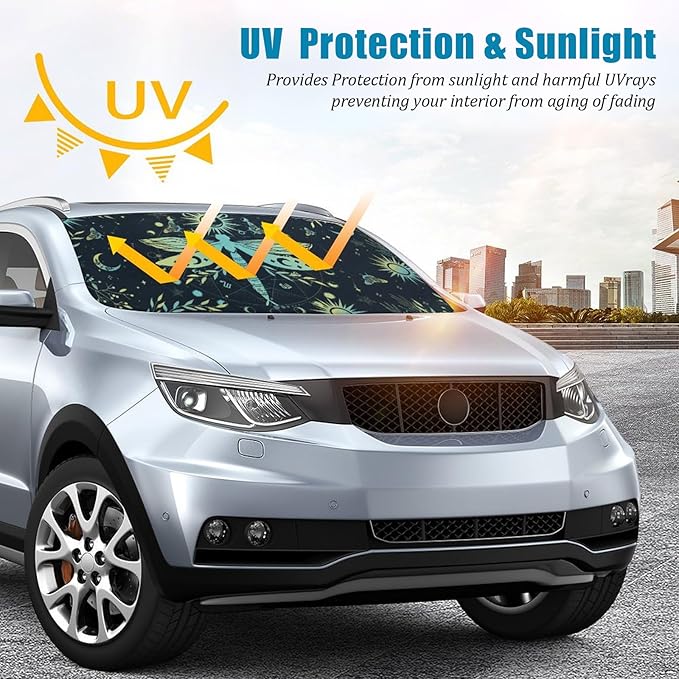 Dragonfly Car Windshield Sun Shade Foldable Sunshade Front Window Cover Sun Visor Protector Accessories (59x27.5 inches)