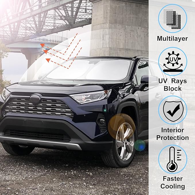Windshield Sun Shade Front Window Sunshade Fit for Toyota RAV4 RAV-4 2019-2024 2025 2026 Accessories Auto Interior Sun Visor Heat Protection