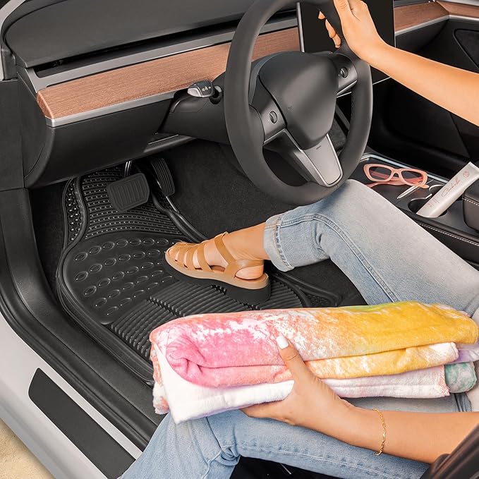 Carbella Automotive Floor Mats for Cars, 2 Piece Car Floor Mats Purple Translucent, Trim-to-Fit All Weather Clear Car Mats for Auto Truck Van SUV, Car Accessories for Women