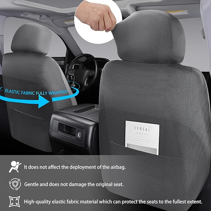 Full Coverage Leather Car Seat Covers Front Pair,Waterproof Seat Covers for Cars,SUVs Trucks, Car Seat Cushion,Car Seat Protector with 2 Seats (Grey, Front Pair(driver and passanger-2 seats))