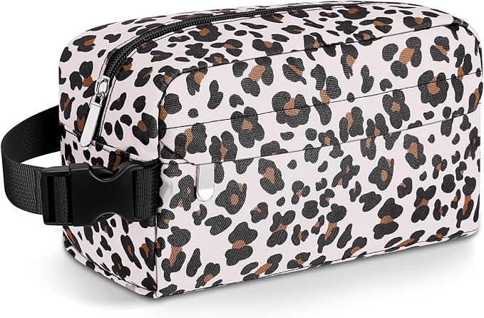 Small Insulated Snack Bag Lunch Bag for Kids Lunch Box for Women/Men, Collapsible [3L/5-Can] Reusable Lunch Bag Cooler Bag for Bottle with Handle Buckle for Work/School/Travel,Leopard Print