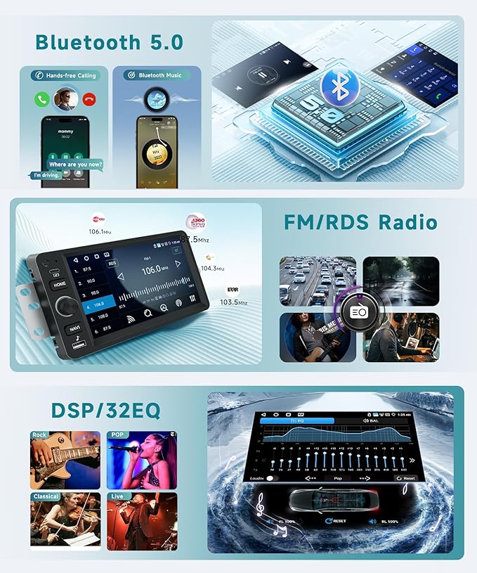 4G+64G Android 15 Car Radio Stereo for Chevy Chevrolet Silverado Tahoe SSR 03-06, GMC Sierra Yukon,Hummer H2 H3, 7'' Touchscreen with Wireless CarPlay Android Auto Backup Camera,GPS BT FM RDS Radio