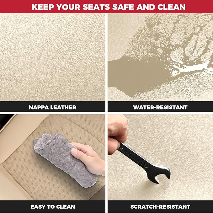 FREESOO for Toyota RAV4 Seat Covers - Custom Fit Car Seat Covers Full Set for Toyota RAV4 2024-2019 2025 LE XLE Limited XLE Premium - Luxury Waterproof Leather Seat Covers for SUV - Beige